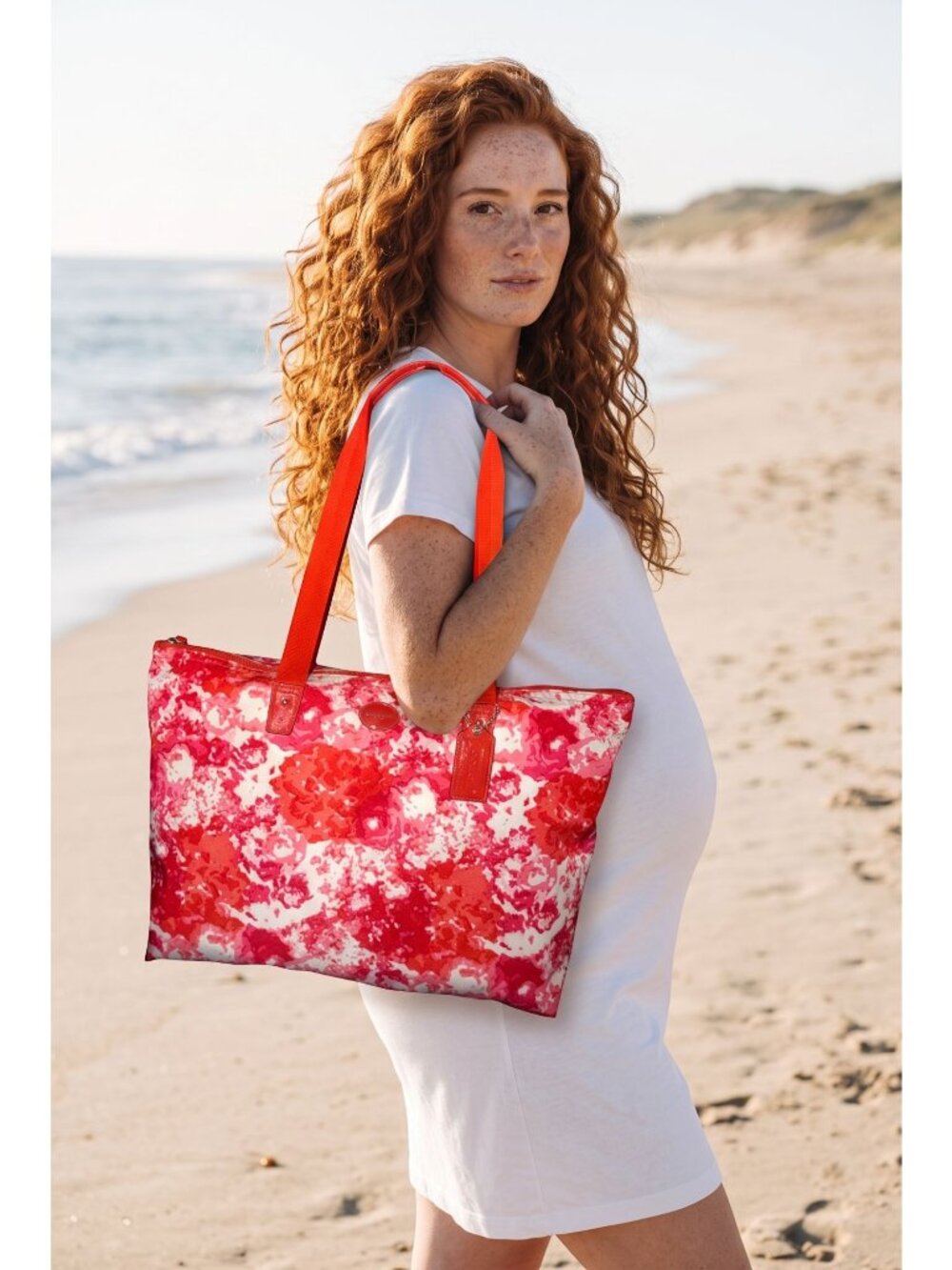 Coach Getaway Packable Weekender Tote F31441 Red Pink Floral Nylon Bag + Pouch - Picture 2 of 11